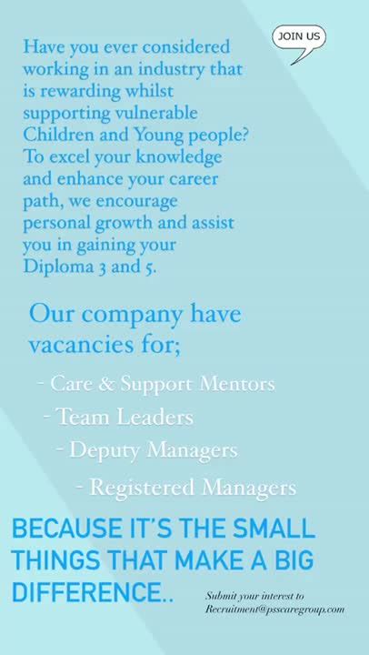 Pss Care Group On Linkedin We Are Recruiting