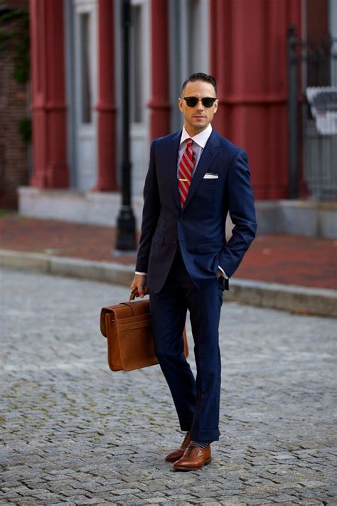 Navy Suit With Brown Shoes Mens Fashion Suits Navy Blue Suit Style