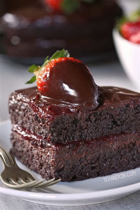 Tender, moist crumb, truly tastes of chocolate, one bowl and a whisk. Paleo Chocolate Strawberry Cake - Texanerin Baking