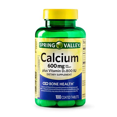 For instance, some calcium supplements may also contain vitamin d or magnesium. Spring Valley Calcium plus Vitamin D Coated Tablets, 600 ...
