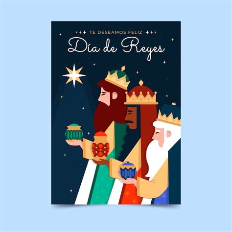 Premium Vector Flat Feliz Dia De Reyes Greeting Card Template