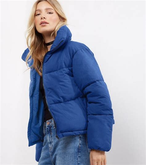 Blue Cropped Puffer Jacket New Look Puffy Jacket Outfit Cropped