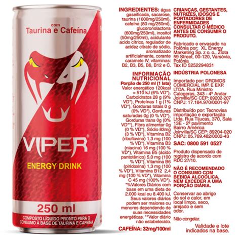 Viper Energy Drink Pack 24 Latas De 250ml No Shoptime