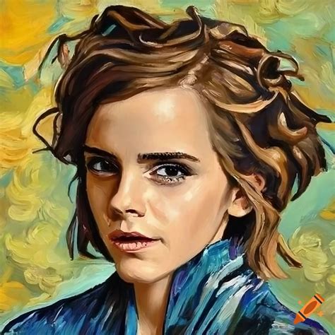 Oil Painting In Van Gogh Style Of Emma Watson