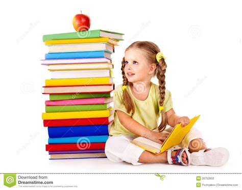 Child Reading Pile Of Books Stock Image Image Of Little Cute 20752833