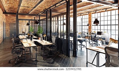 Modern Office Interior Design Loft Concept 3d Rendering