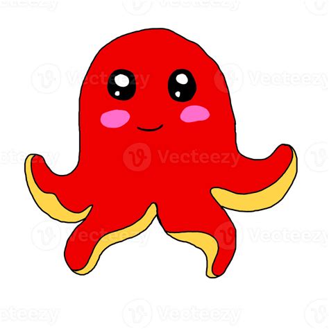 Cute Little Octopus Cartoon With Transparent Character 24034983 Png