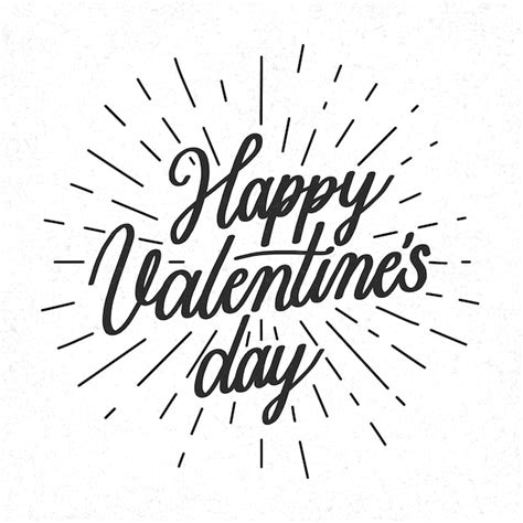 Feliz Día De San Valentín Letras En Blanco Y Negro Vector Gratis