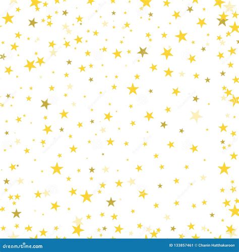 Gold Stars Confetti Scatter Shiny Seamless Pattern Abstract Back Stock