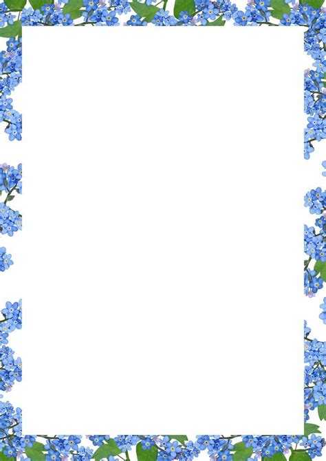 Blue Minimal Flower Page Border Border Templates Page Borders