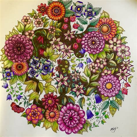 Secret garden coloring book pages completed inspiration. Hooray! finally finished the 4th page from Johanna Basford ...