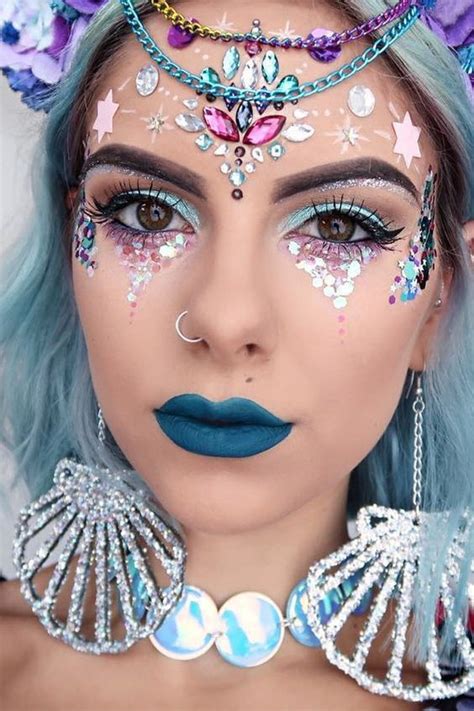 Mermaid Makeup And Embellishments Halloween Make Up Looks Costume