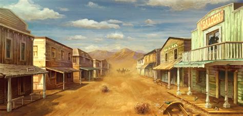Ambiance Western Cartoon Town Photography Backdrop Westerns