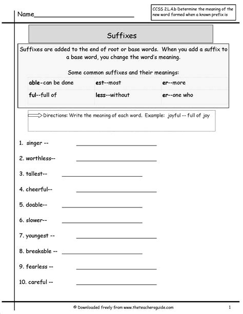 Free Printable Prefix And Suffix Worksheets Learning How To Read