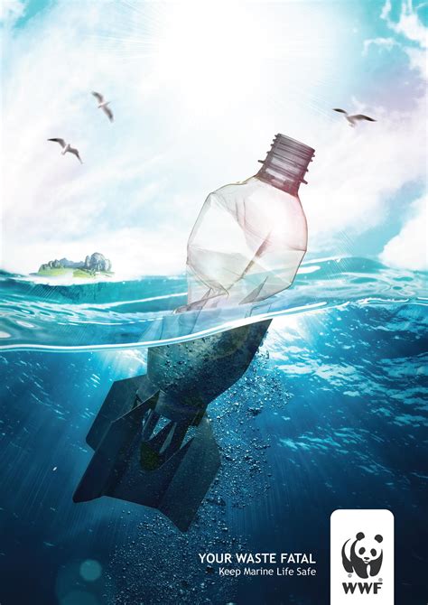 WWF Print Ad Pollution Of The Seawater Time To Reduce Plastic Support Polyester