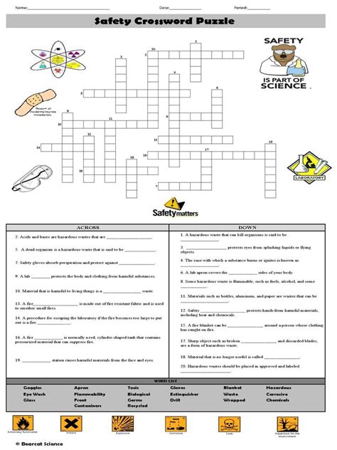Safety Crossword Puzzle Crossword Crossword Puzzle