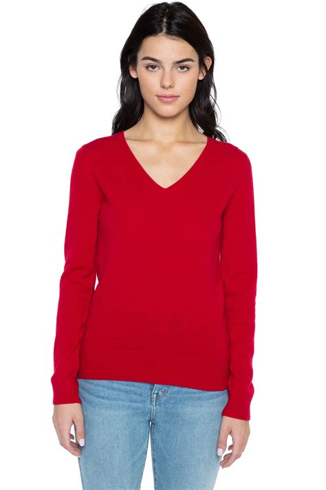 Red Cashmere V Neck Sweater J Cashmere