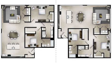 Two Bedroom Floor Plans With Loft Garage And Bedroom Image