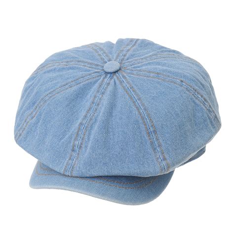 Denim Cotton Newsboy Hat Baker Boy Beret Flat Cap Kr3613 Lightblue