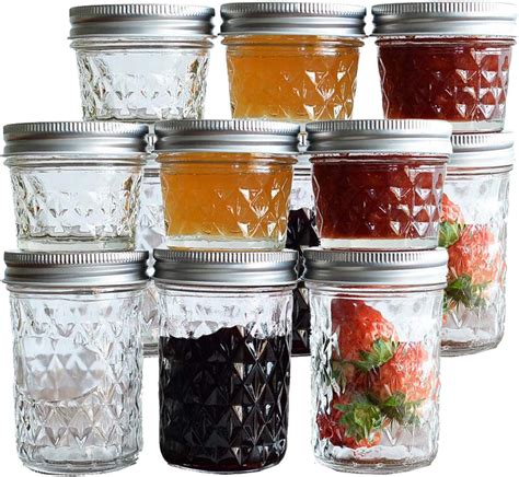 Tebery 12 Pack Mason Jars 8oz And 4oz Canning Jars Jelly Jars With