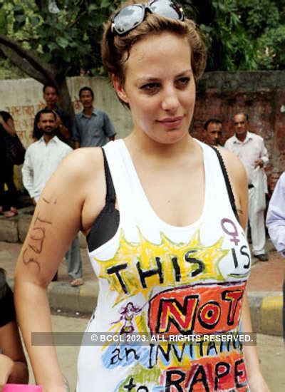 A Participant During Indias First Slut Walk At Jantar Mantar In New