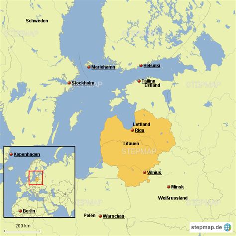Stepmap Uebersicht Lettland Litauen Landkarte Für Europa