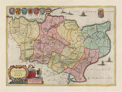 Old Map Of Kent In 1665 By Joan Blaeu Canterbury Maidstone Etsy