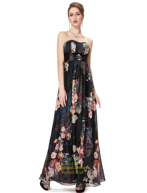 Floral Print Strapless Maxi Dress Gown Vampal Dresses