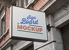 Free Square Wall Mounted Signage Board Mockup PSD - Good Mockups