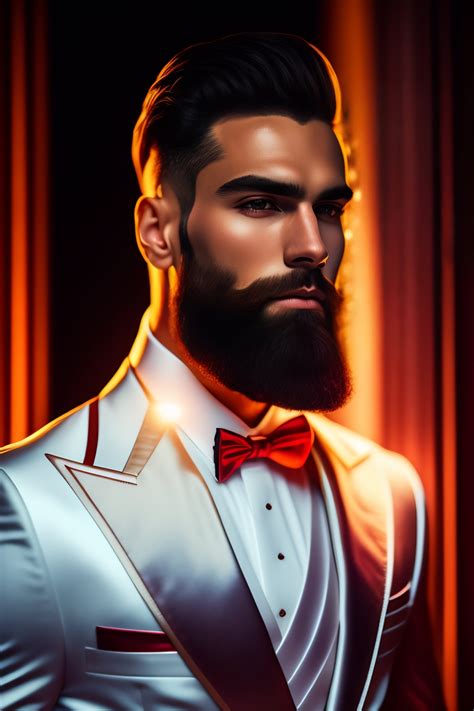 Lexica Close Portrait Of Elegant Men Long Beard Red Eyes Person In