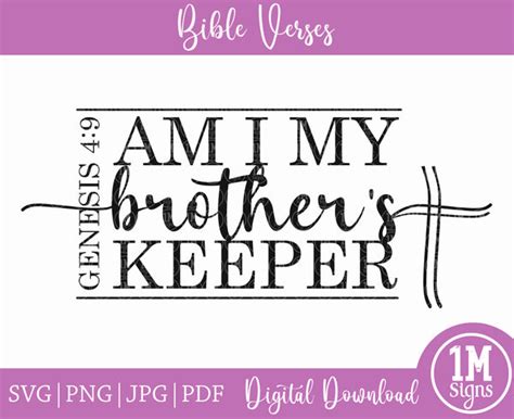 Am I My Brothers Keeper Genesis 49 Svg Png  Pdf Digital Image Cu