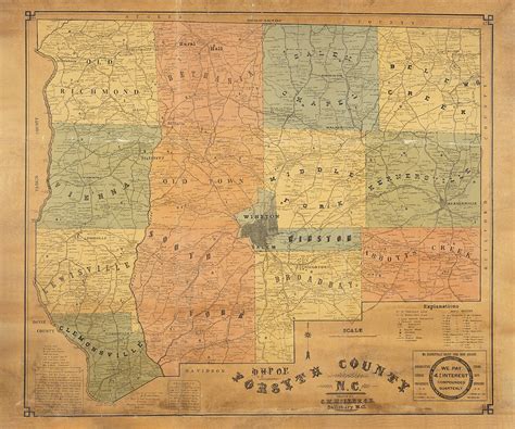 1907 Map Of Forsyth County North Carolina Etsy