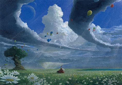 Clouds Balloons Flowers Plains Fantasy Art Wizard Wallpapers Hd