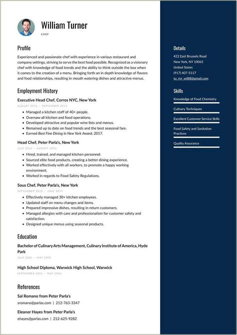 Free Chef Resume Templates Microsoft Word Resume Example Gallery