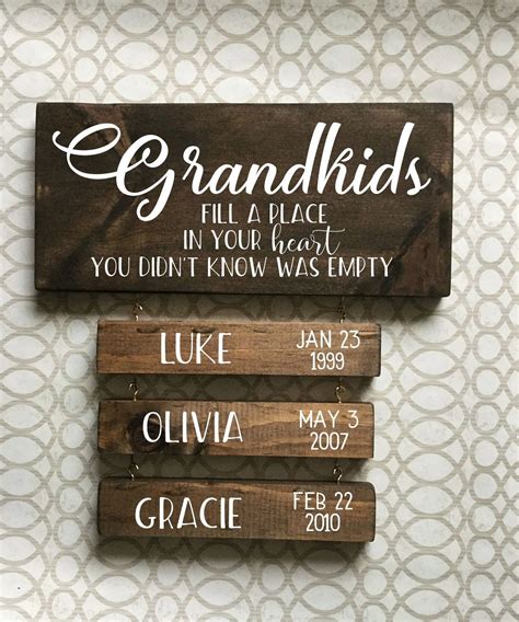 Painted Wood Grandkids Sign W Names And Birth Dates Hand Etsy