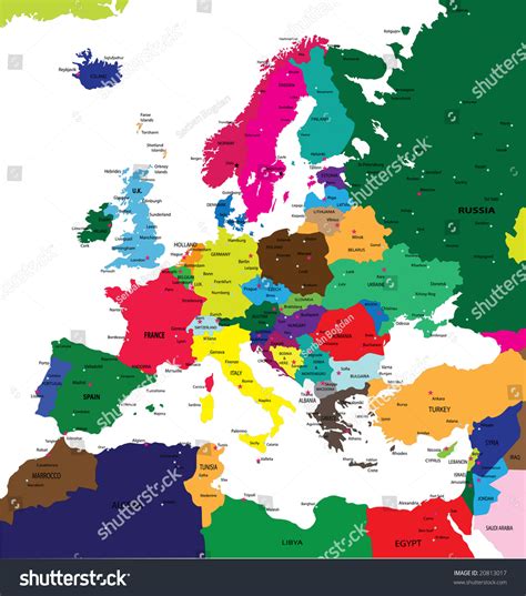 Political Map Europe Major Cities Stock Illustration