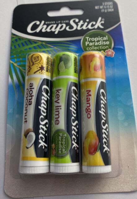 3x ChapStick Lip Care Balm Tropical Paradise Aloha Coconut Key Lime