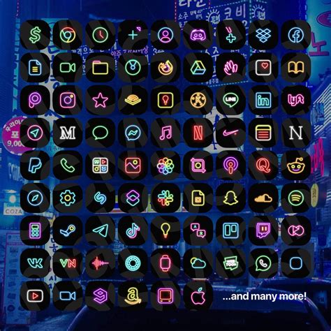 320 Neon App Icons Bestseller Exclusive Icon Pack For Cyberpunk