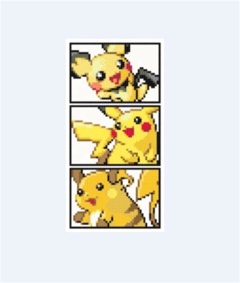 Pichu Pikachu Raichu Pokemon Cross Stitch Pattern Etsy