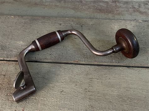 Vintage C1800s John S Fray No108 Spofford Brace Drill Pewter Inlaid Rosewood Ebay