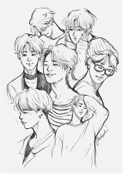 BTS Drawing Coloring Pages Bts Coloring Pages Members Jungkook Anime Group Print Korean