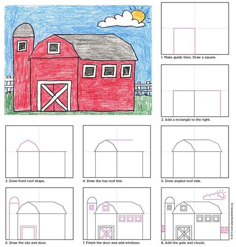 Easy How To Draw A Barn Tutorial And Barn Coloring Page Elementary