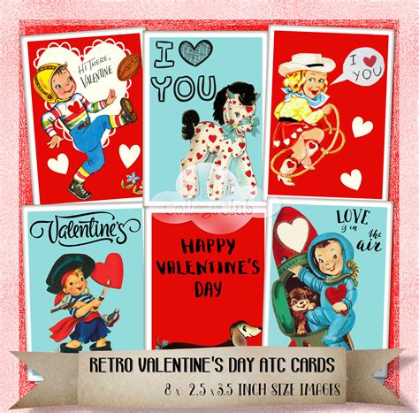 Retro Valentine Day Cards The Digital Collage Club