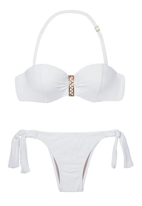 La Playa White Underwired Bandeau Bikini Tie Bottom Pin Up White