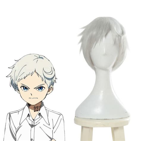 Anime The Promised Neverland Norman White Short Straight Cosplay Hair