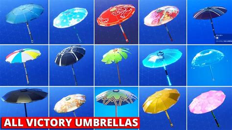 All Victory Umbrellas In Fortnite Season 0 To Chapter 2 Season 7 Youtube