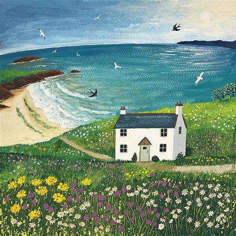 Seaside Cottage By Jo Grundy Seaside Cottage Landscape Paintings