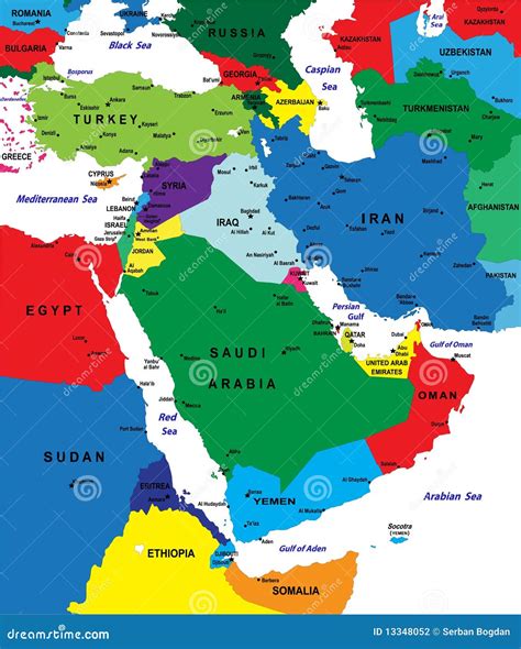 Political Map Middle East Country