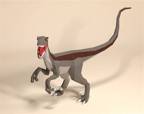 Raptor Papercraft 3d Velociraptor Papercraft Kit Dinosaur Etsy