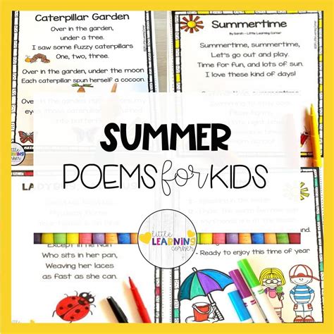 15 Fun Summer Poems For Kids Free Printable Little Learning Corner
